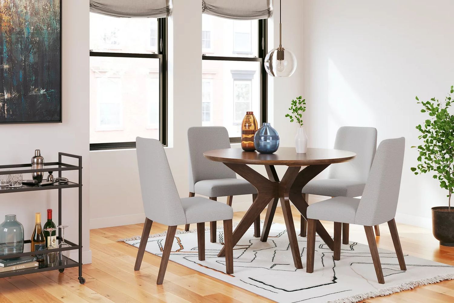 Lyncott Gray And Brown Dining Upholstered Side Chair Set Of 2 D61501