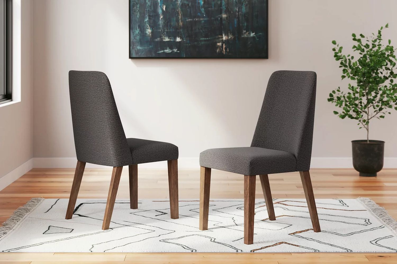 Lyncott Charcoal And Brown Dining Upholstered Side Chair Set Of 2 D61502