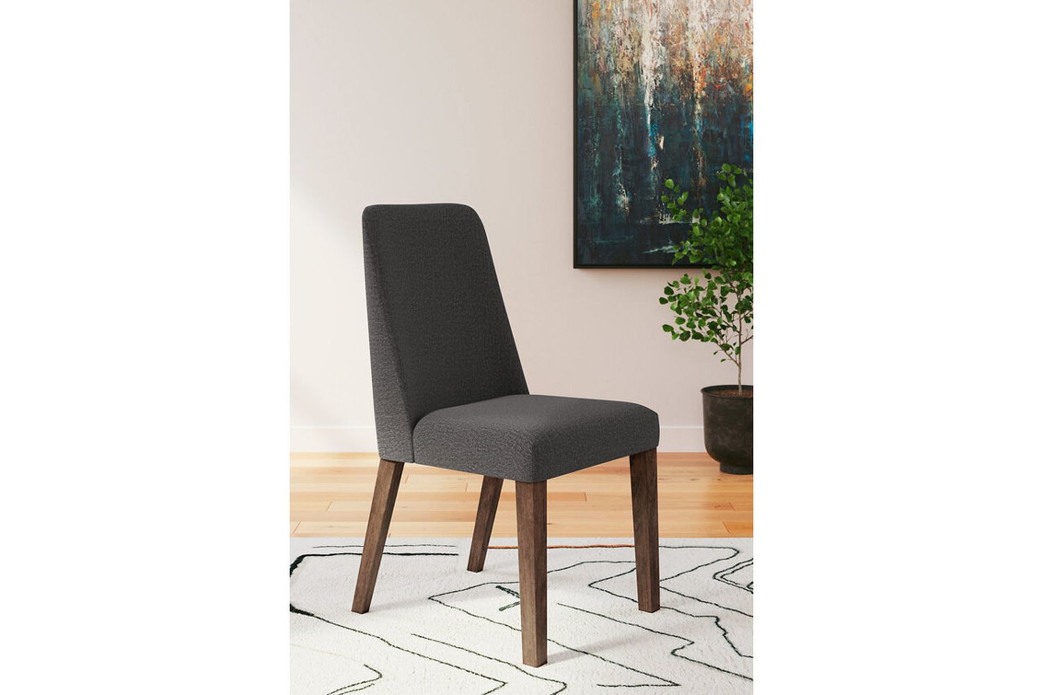 Lyncott Charcoal And Brown Dining Upholstered Side Chair Set Of 2 D61502