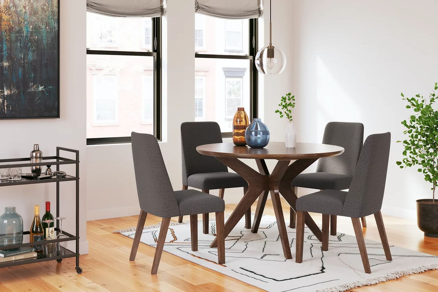 Lyncott Charcoal And Brown Dining Upholstered Side Chair Set Of 2 D61502