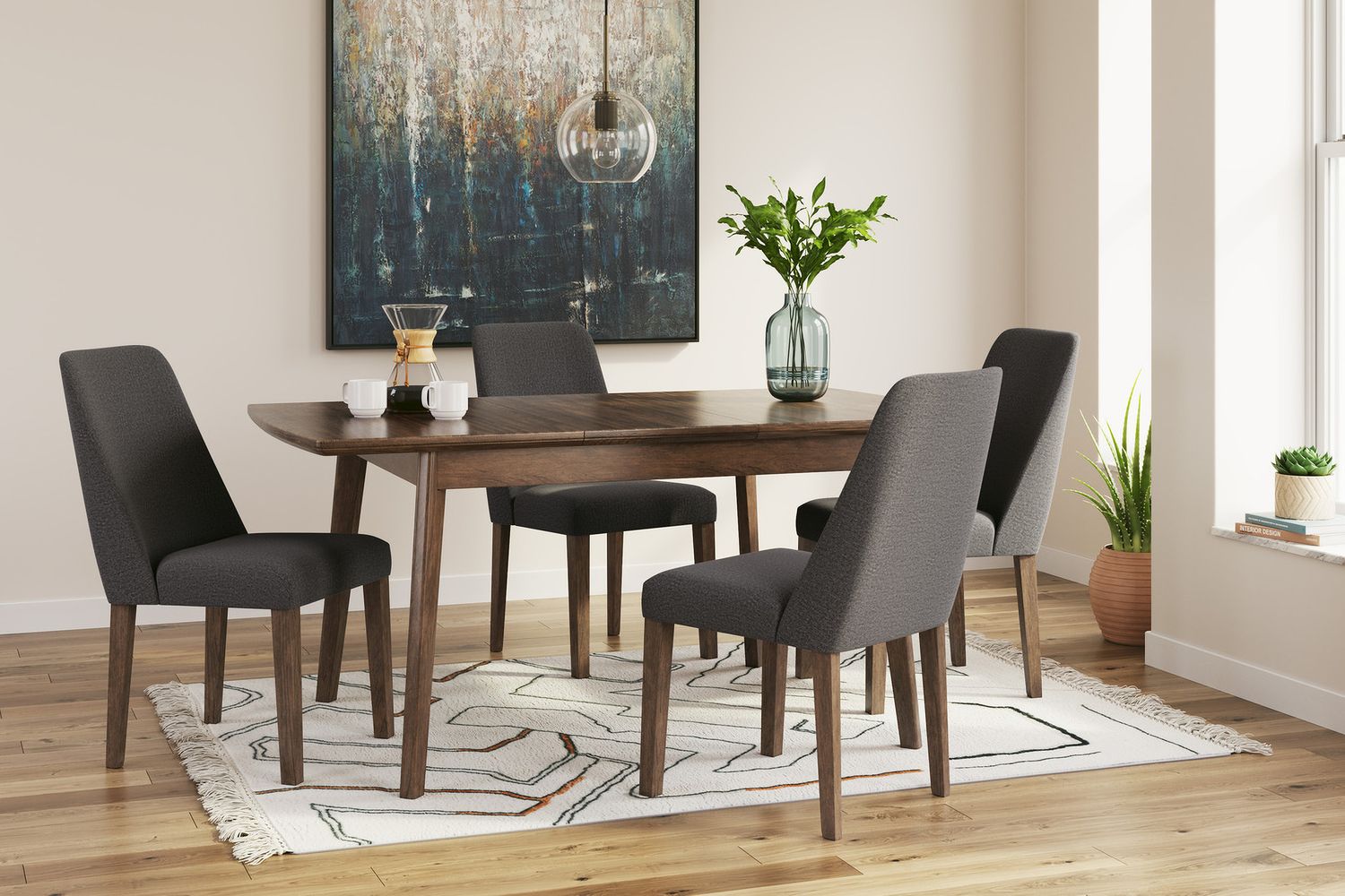 Lyncott Charcoal And Brown Dining Upholstered Side Chair Set Of 2 D61502