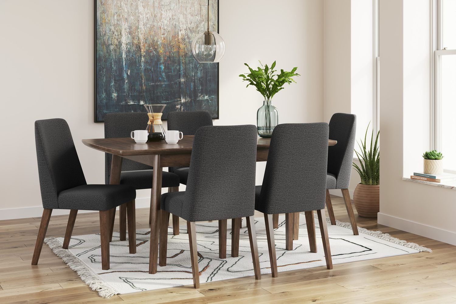 Lyncott Charcoal And Brown Dining Upholstered Side Chair Set Of 2 D61502