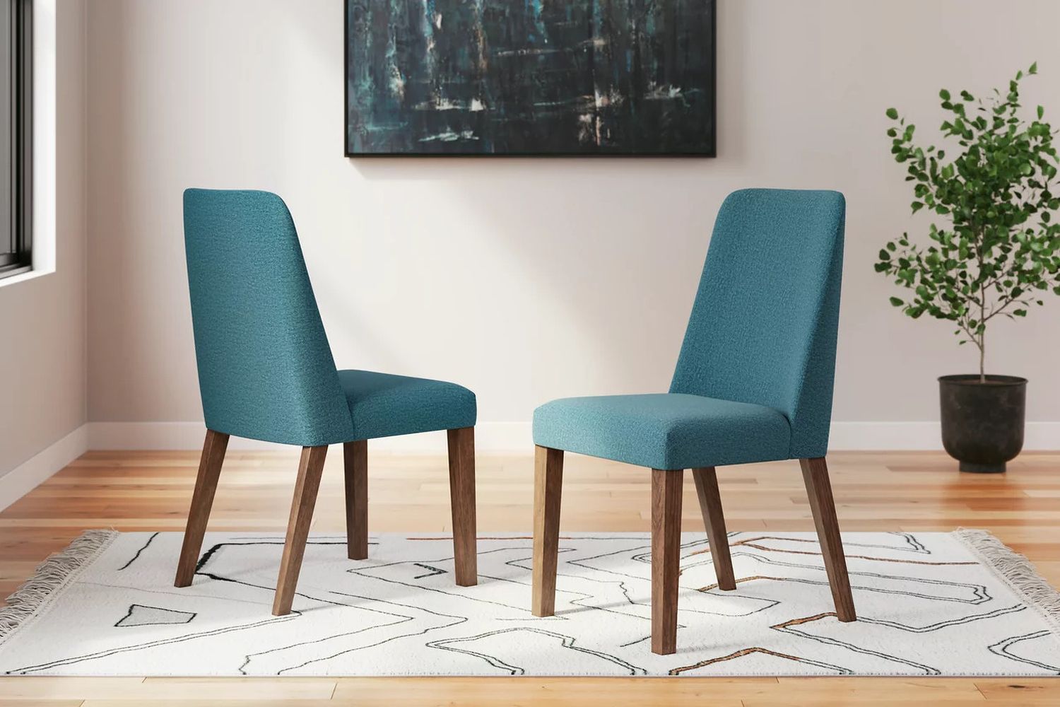 Lyncott Blue And Brown Dining Upholstered Side Chair Set Of 2 D61503