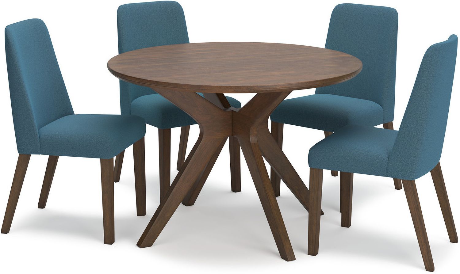 Lyncott Blue And Brown Dining Upholstered Side Chair Set Of 2 D61503