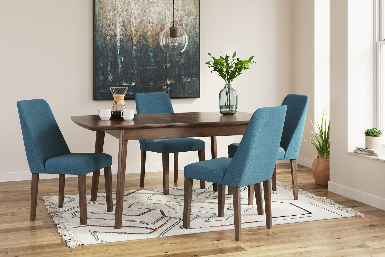 Lyncott Blue And Brown Dining Upholstered Side Chair Set Of 2 D61503