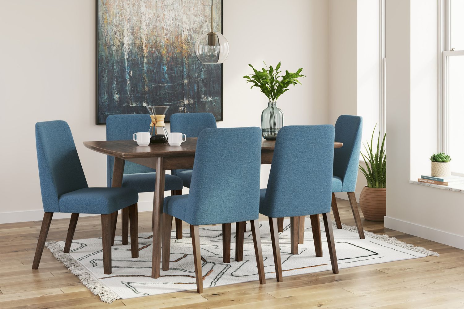 Lyncott Blue And Brown Dining Upholstered Side Chair Set Of 2 D61503