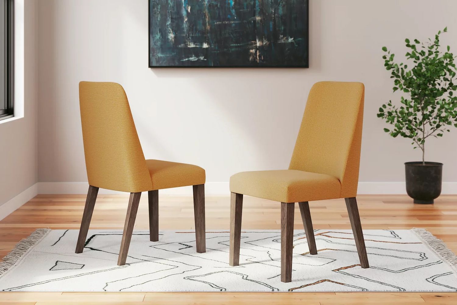 Lyncott Mustard And Brown Dining Upholstered Side Chair Set Of 2 D61504
