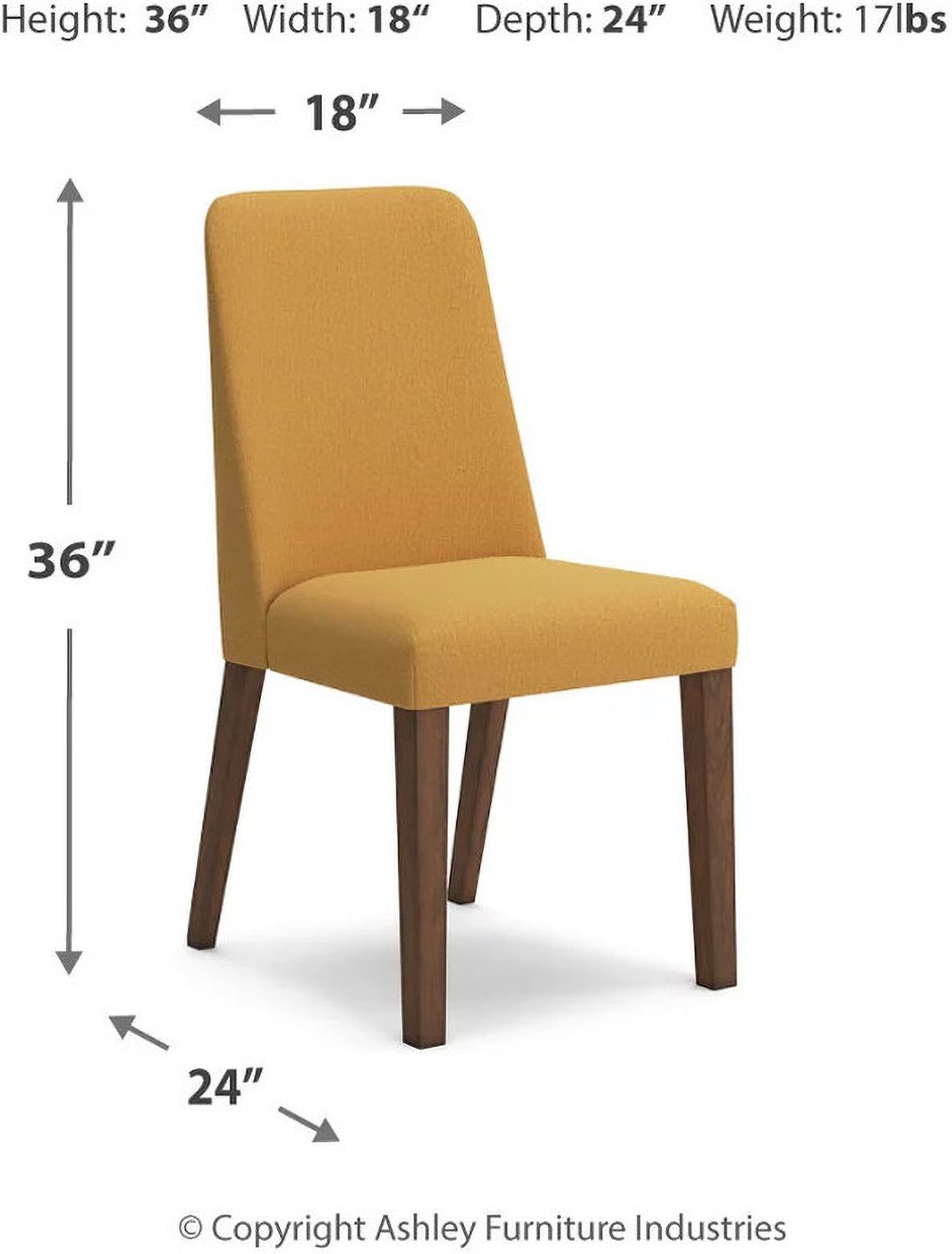 Lyncott Mustard And Brown Dining Upholstered Side Chair Set Of 2 D61504