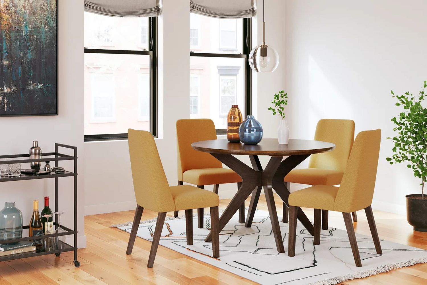 Lyncott Mustard And Brown Dining Upholstered Side Chair Set Of 2 D61504