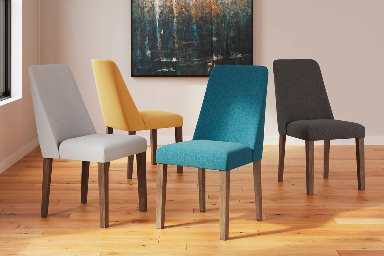 Lyncott Mustard And Brown Dining Upholstered Side Chair Set Of 2 D61504