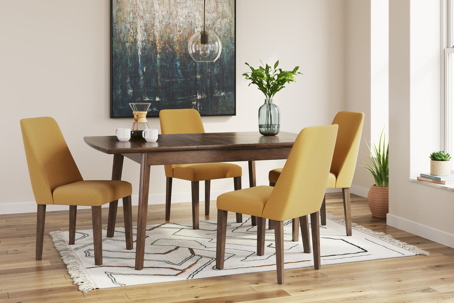 Lyncott Mustard And Brown Dining Upholstered Side Chair Set Of 2 D61504