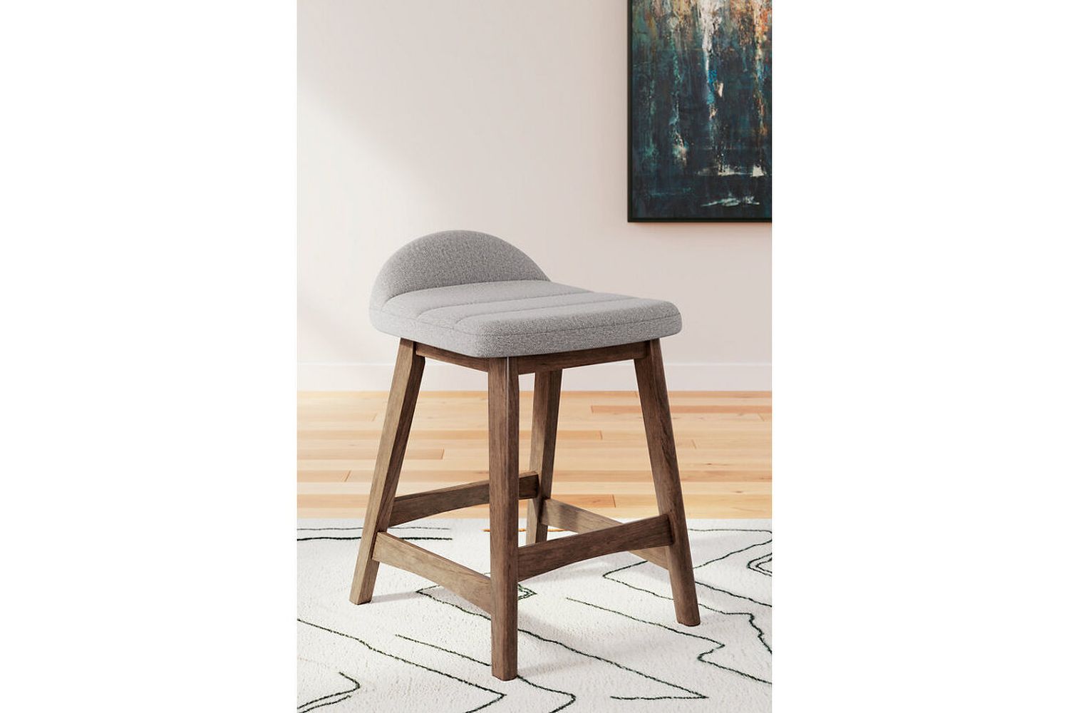 Lyncott Light Gray And Brown Upholstered Barstool Set Of 2 D615124