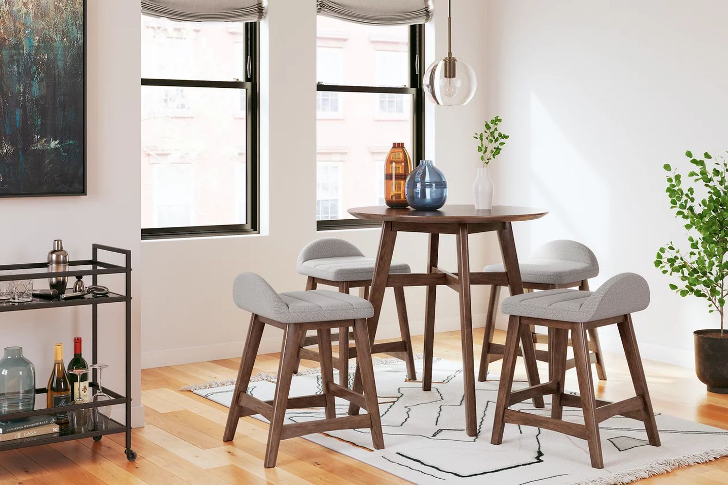 Lyncott Light Gray And Brown Upholstered Barstool Set Of 2 D615124