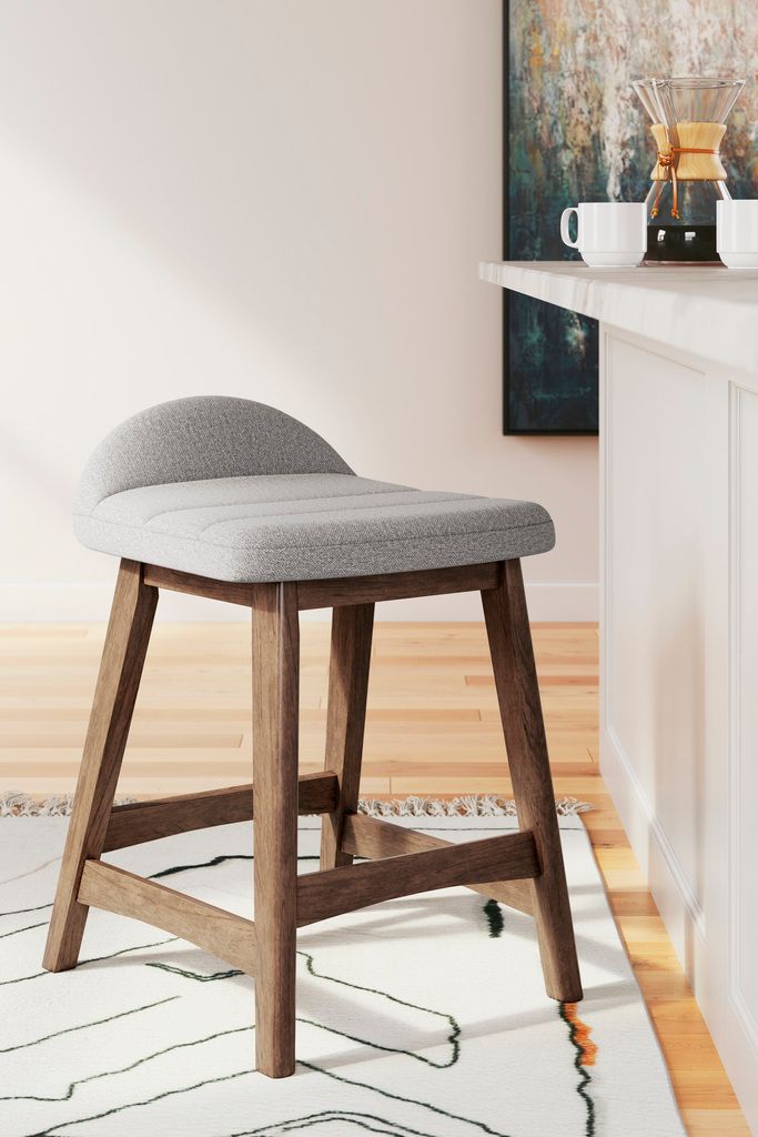 Lyncott Light Gray And Brown Upholstered Barstool Set Of 2 D615124