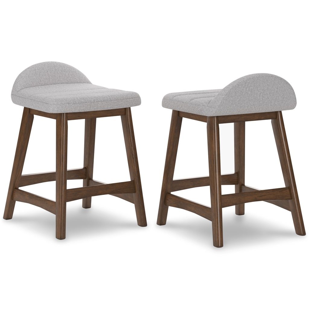 Lyncott Light Gray And Brown Upholstered Barstool Set Of 2 D615124