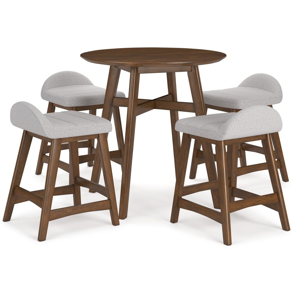 Lyncott Light Gray And Brown Upholstered Barstool Set Of 2 D615124