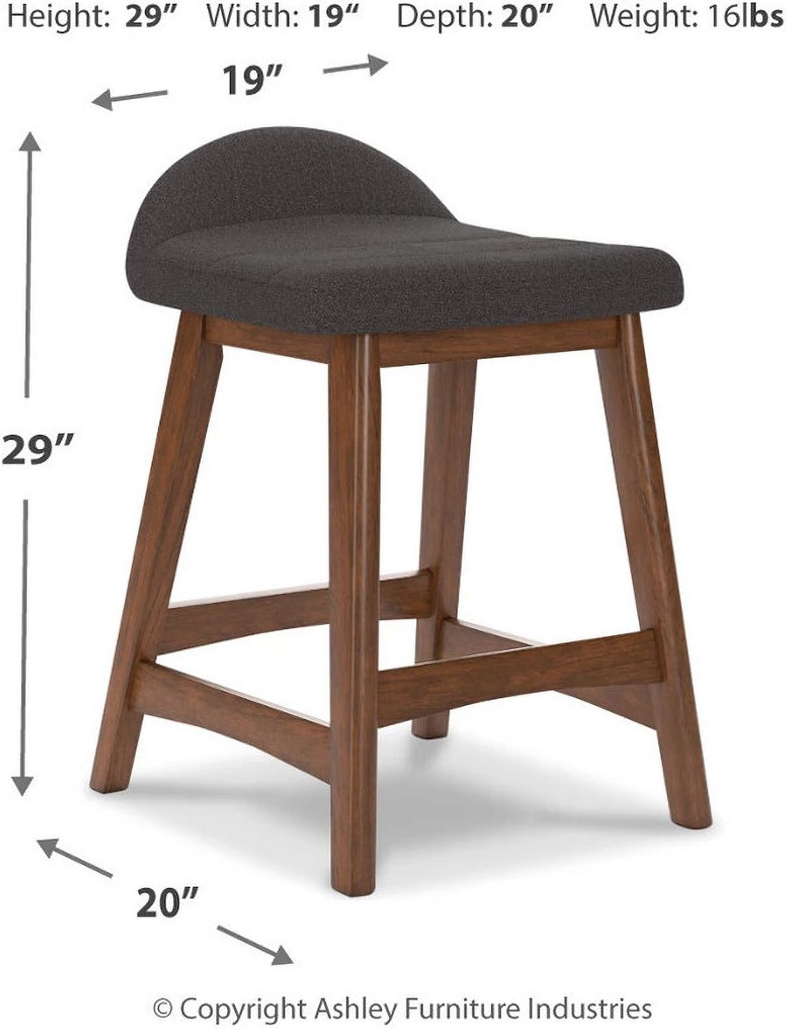 Lyncott Charcoal And Brown Upholstered Barstool Set Of 2 D615224