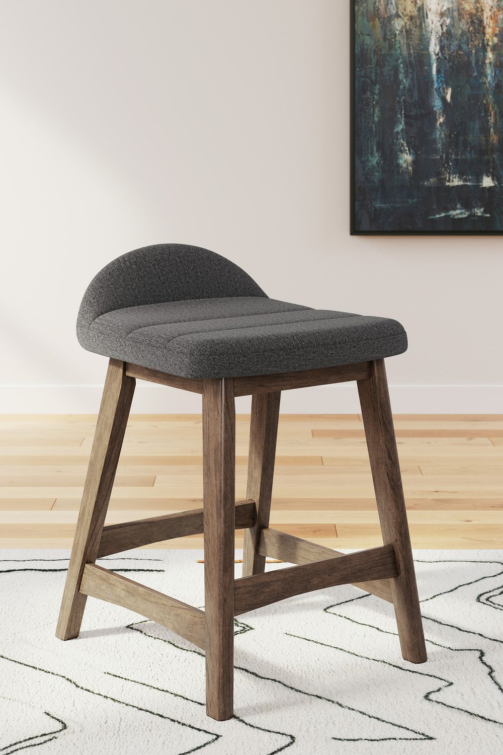 Lyncott Charcoal And Brown Upholstered Barstool Set Of 2 D615224