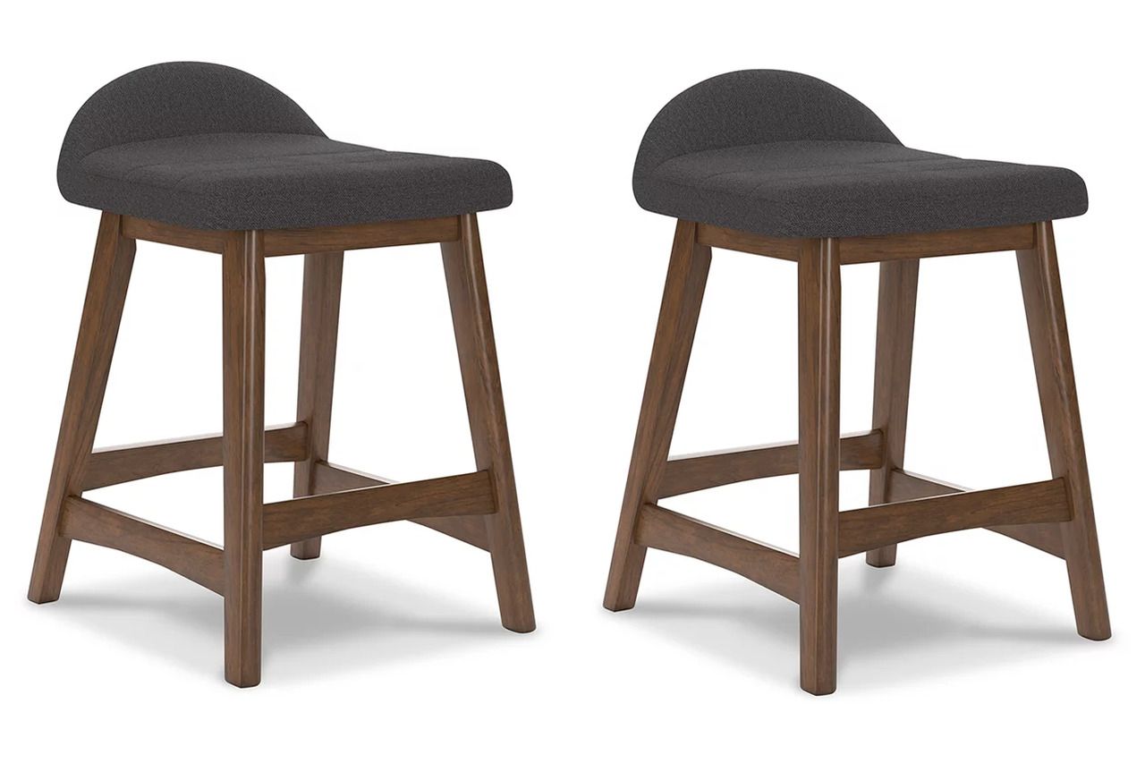 Lyncott Charcoal And Brown Upholstered Barstool Set Of 2 D615224