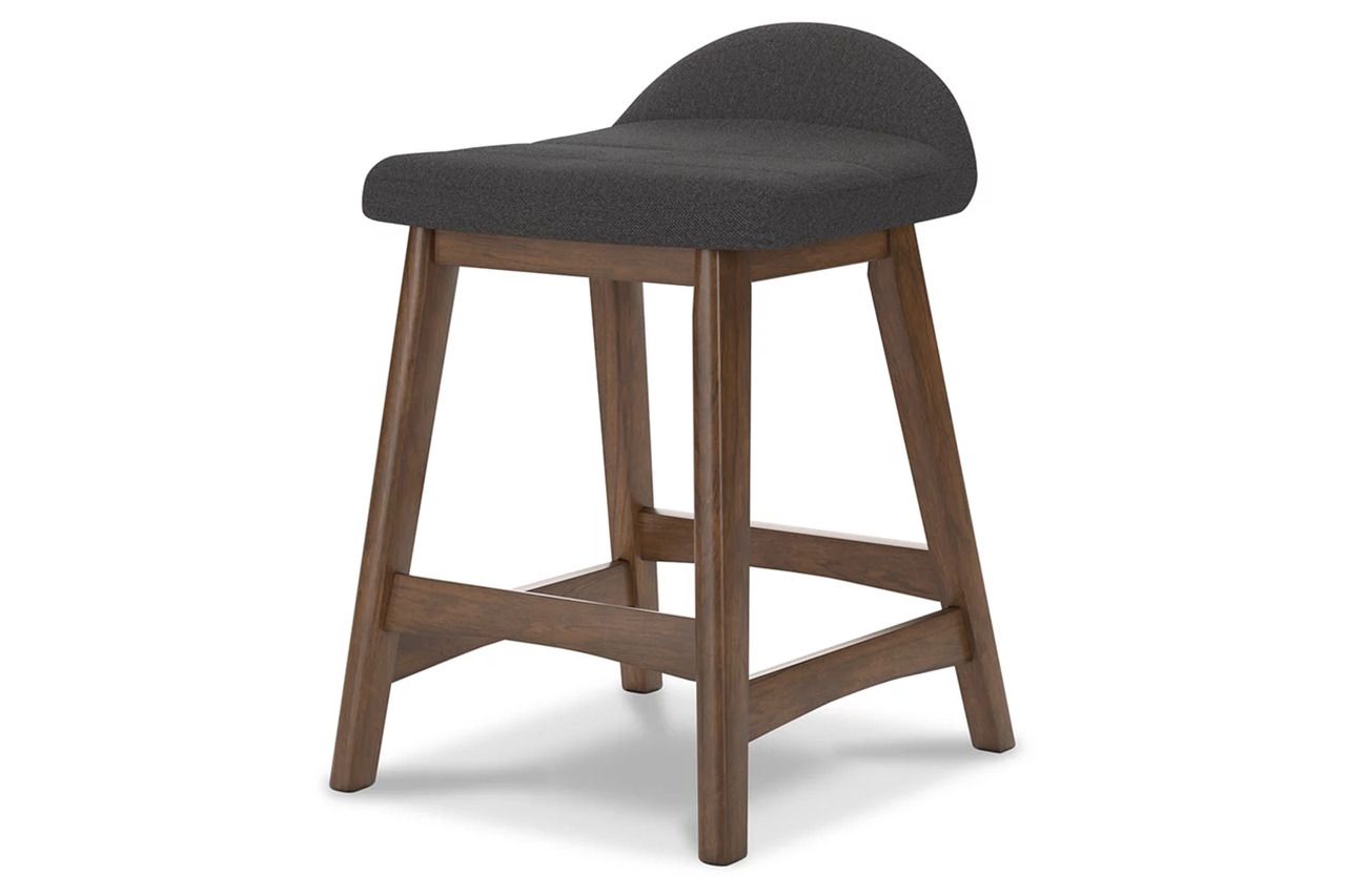 Lyncott Charcoal And Brown Upholstered Barstool Set Of 2 D615224