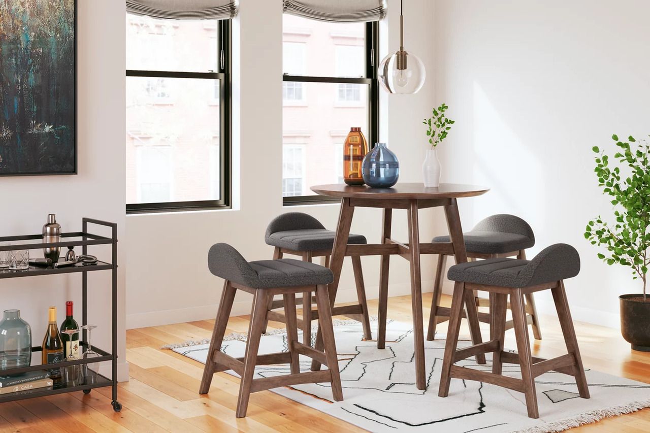 Lyncott Charcoal And Brown Upholstered Barstool Set Of 2 D615224