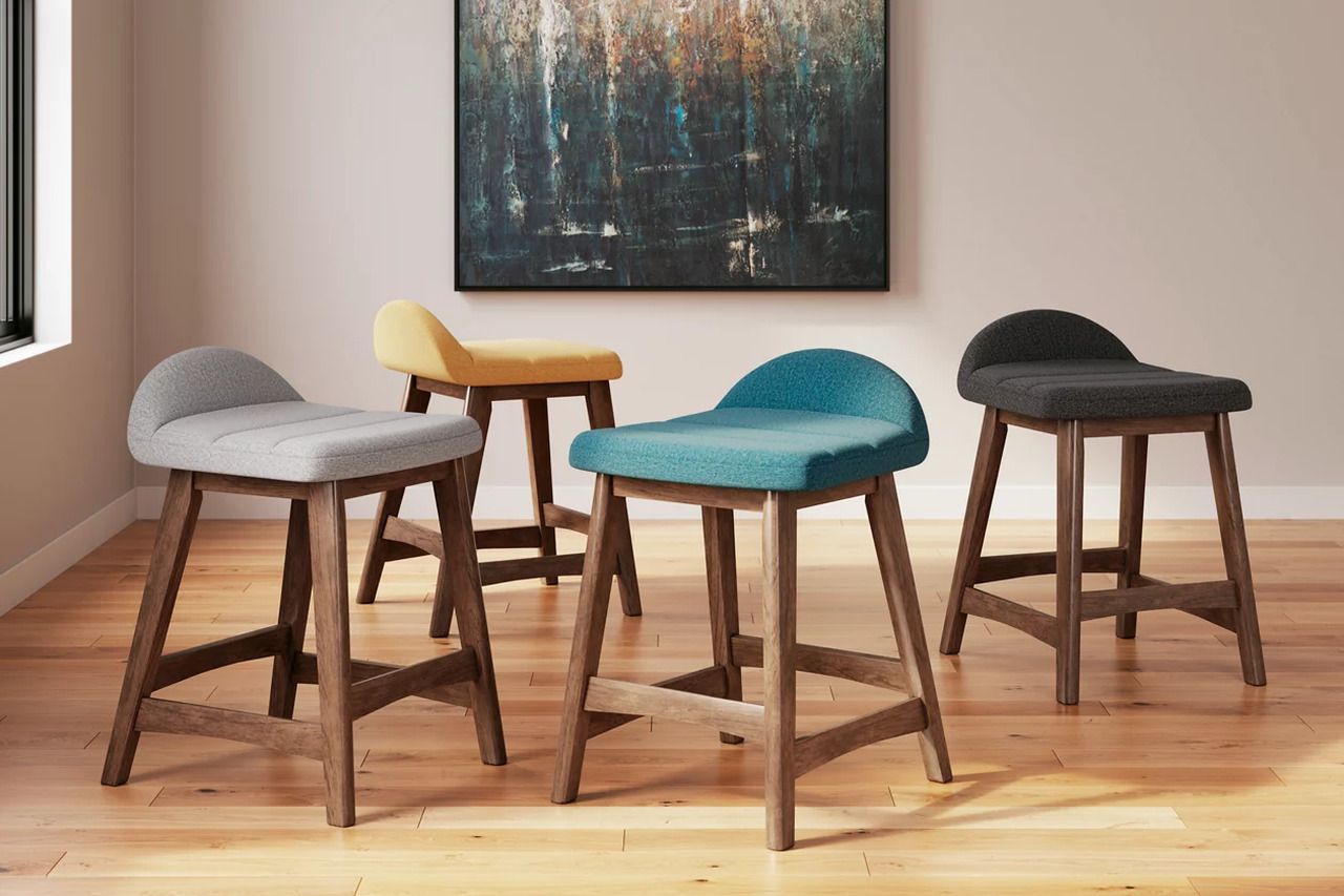 Lyncott Charcoal And Brown Upholstered Barstool Set Of 2 D615224