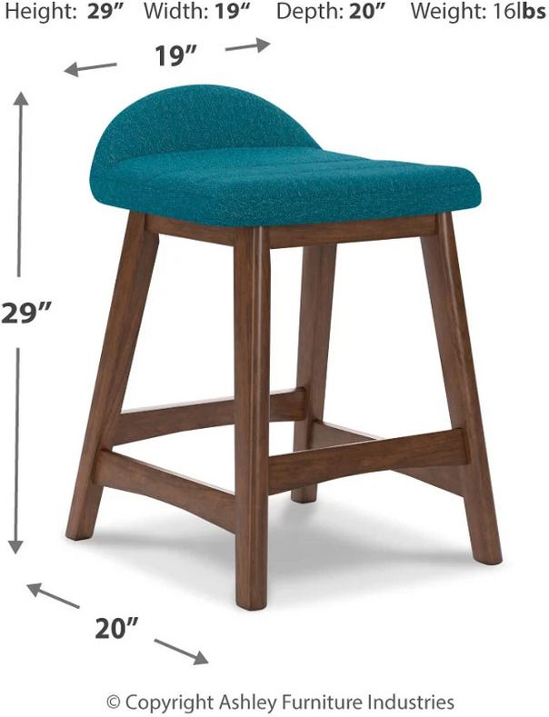 Lyncott Blue And Brown Upholstered Barstool Set Of 2 D615324
