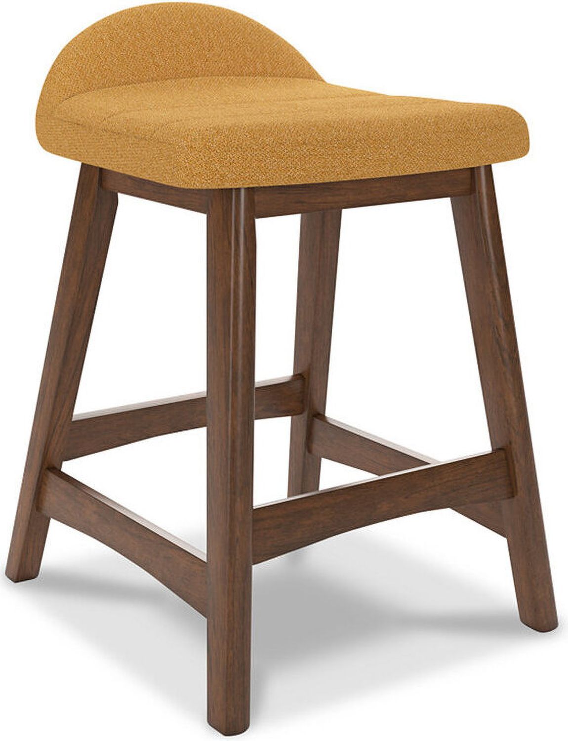 Lyncott Mustard And Brown Upholstered Barstool Set Of 2 D615424