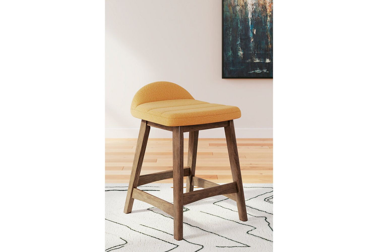 Lyncott Mustard And Brown Upholstered Barstool Set Of 2 D615424