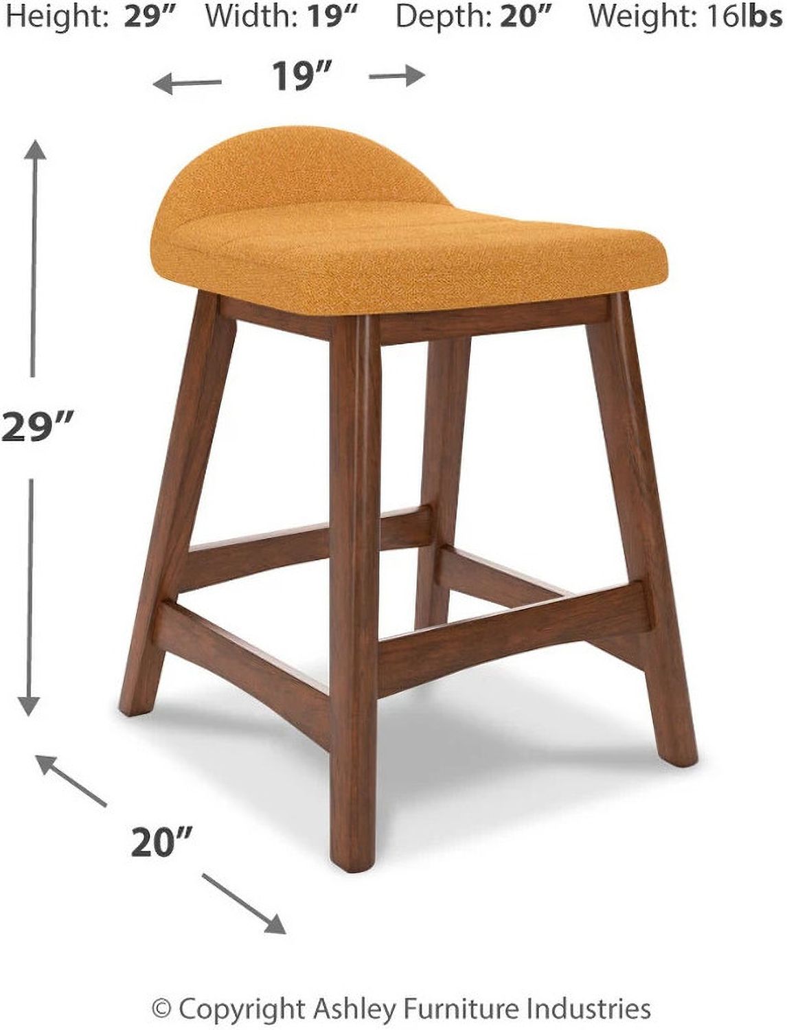 Lyncott Mustard And Brown Upholstered Barstool Set Of 2 D615424