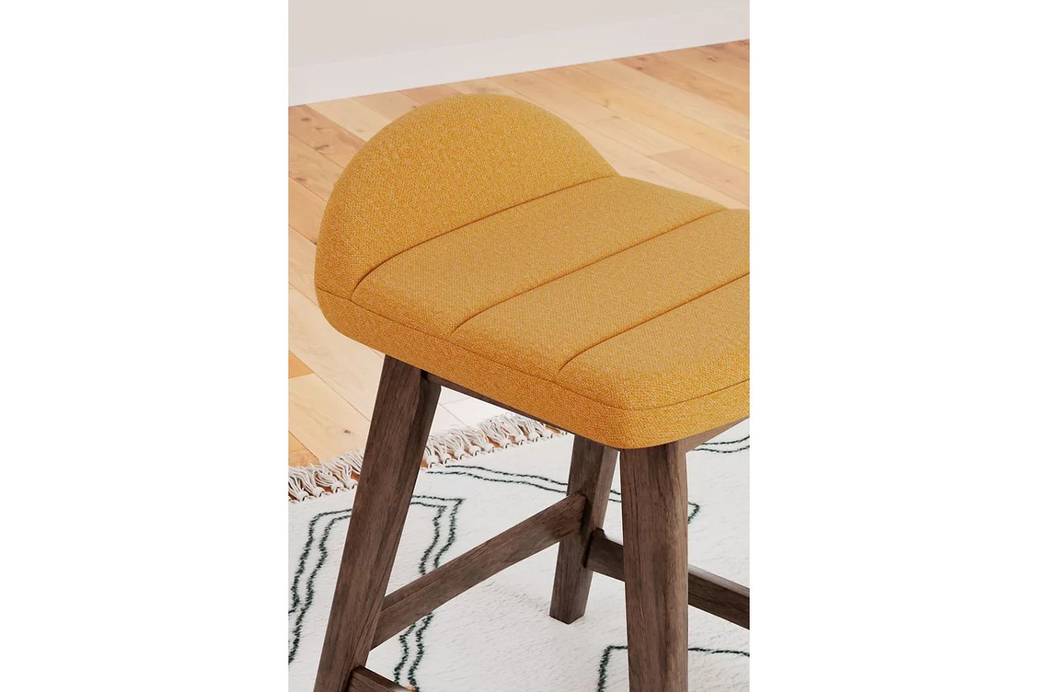 Lyncott Mustard And Brown Upholstered Barstool Set Of 2 D615424