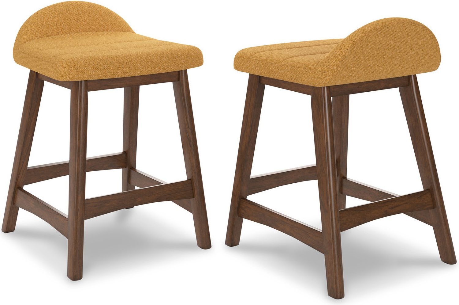 Lyncott Mustard And Brown Upholstered Barstool Set Of 2 D615424