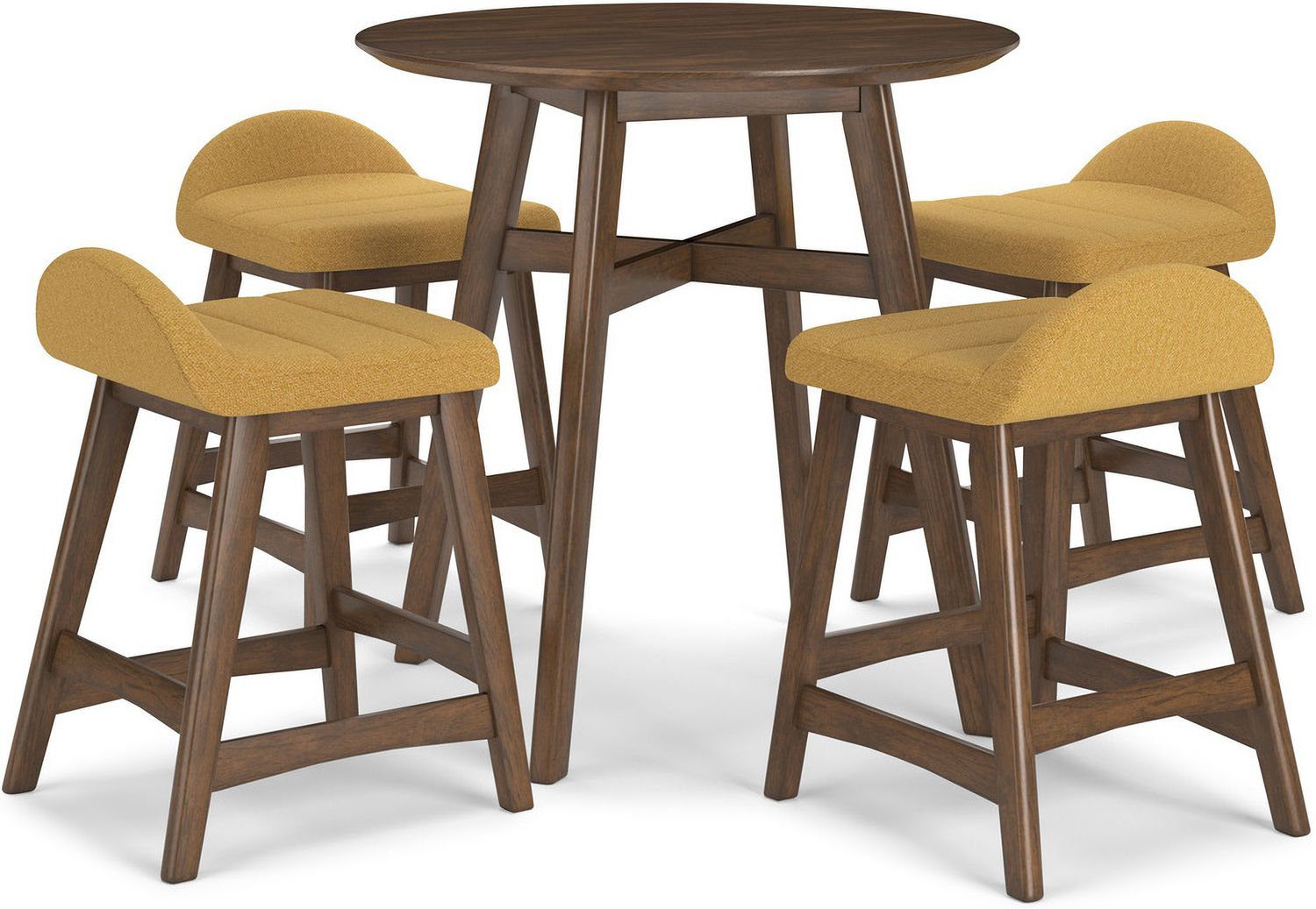 Lyncott Mustard And Brown Upholstered Barstool Set Of 2 D615424