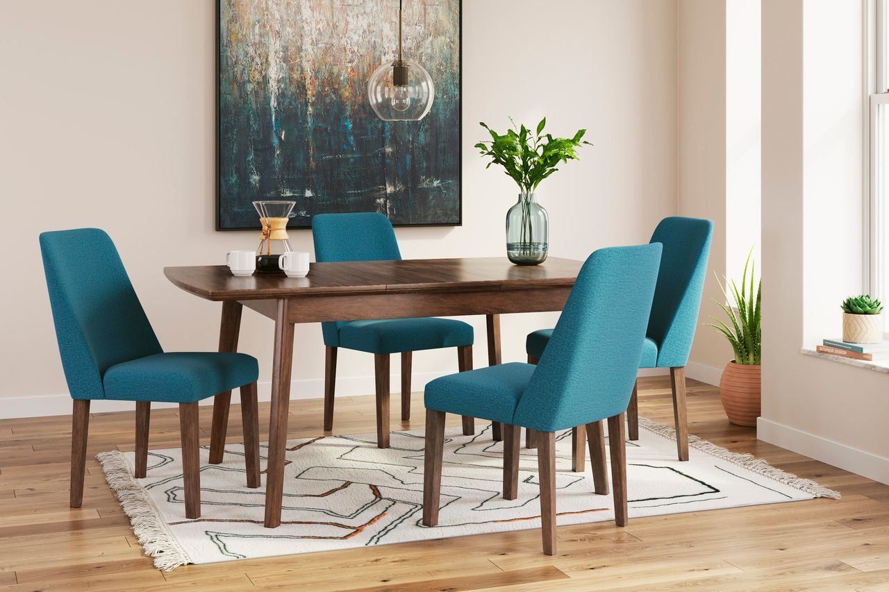 Lyncott Extension Dining Room Set In Blue and Brown D615D27
