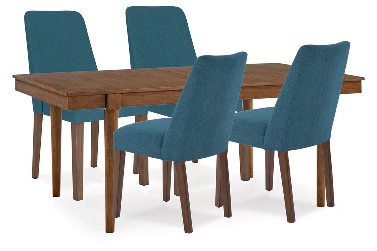 Lyncott Extension Dining Room Set In Blue and Brown D615D27
