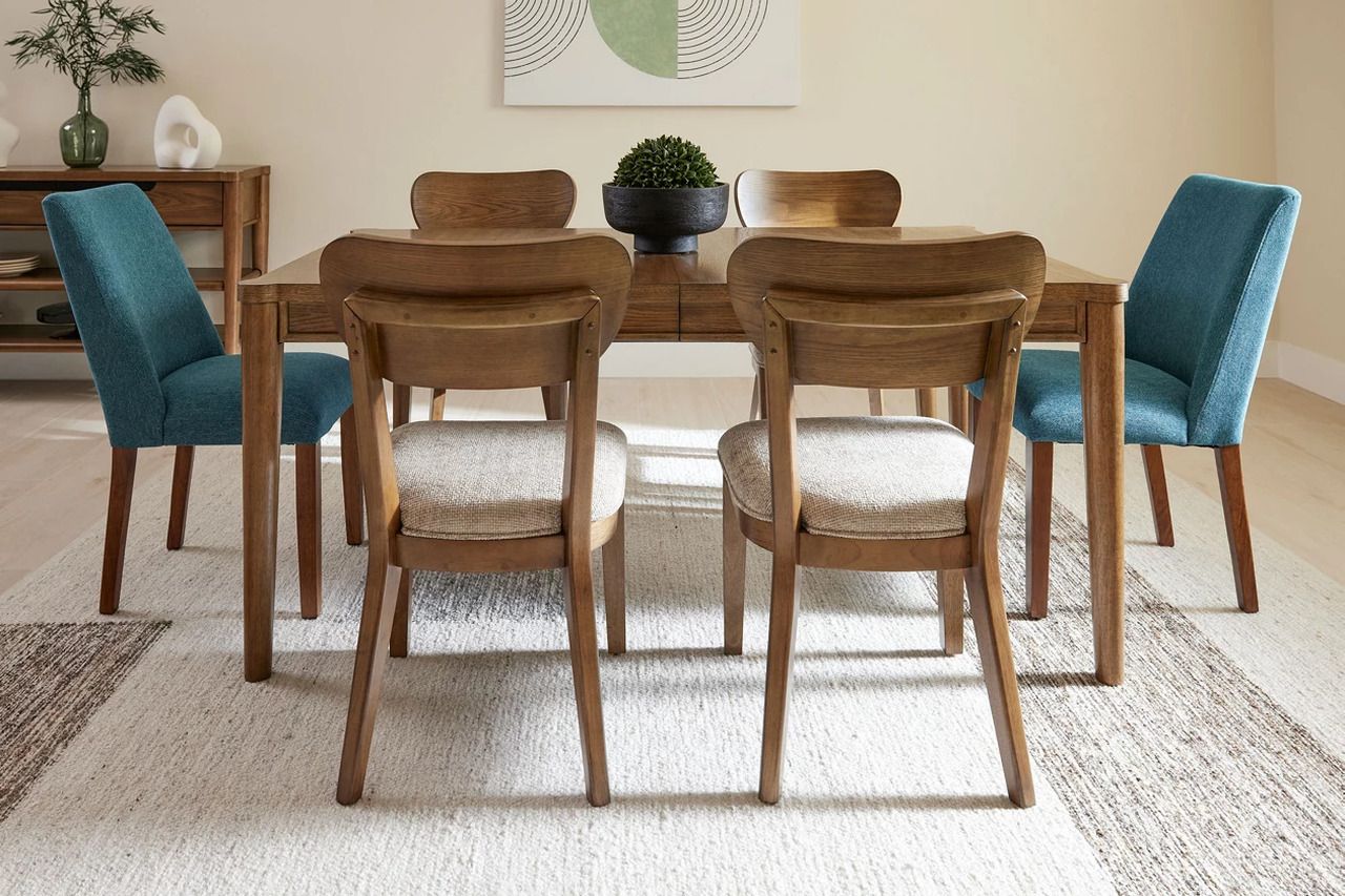 Lyncott Extension Dining Room Set In Blue and Brown D615D27