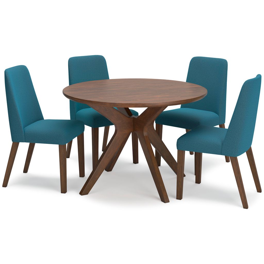 Lyncott Extension Dining Room Set In Blue and Brown D615D27