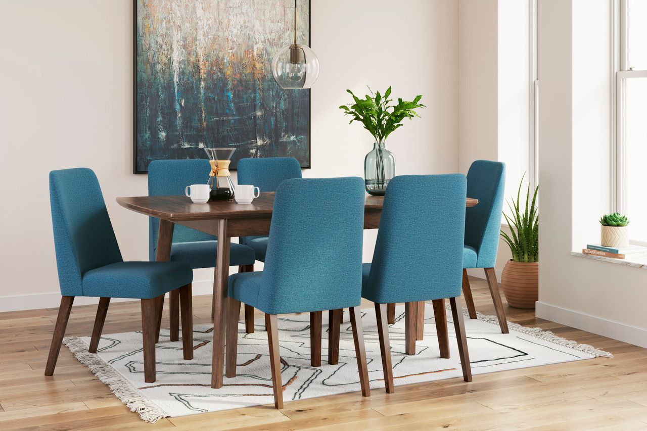 Lyncott Extension Dining Room Set In Blue and Brown D615D27
