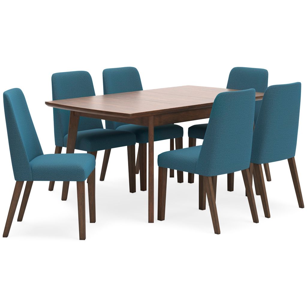 Lyncott Extension Dining Room Set In Blue and Brown D615D27
