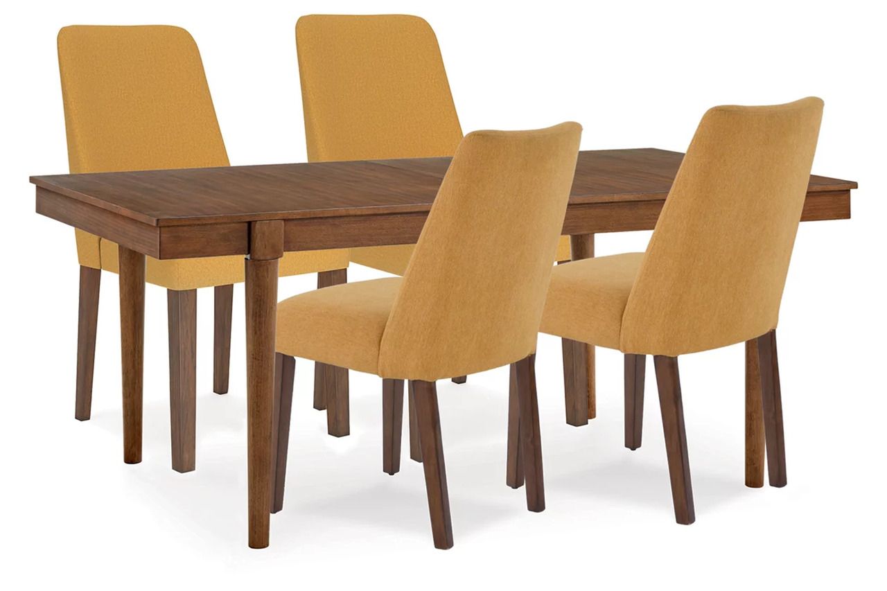 Lyncott Extension Dining Room Set In Mustard and Brown D615D29