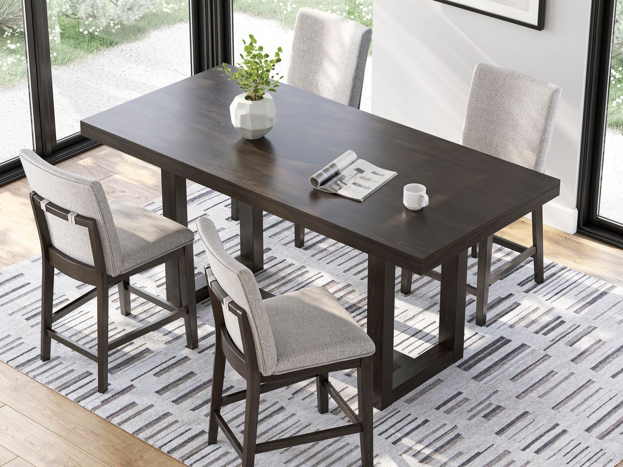 Neymorton Counter Height Dining Table In Dark Grayish Brown D61813