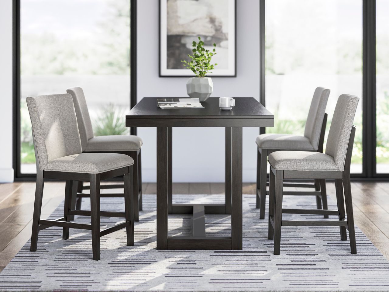 Neymorton Counter Height Dining Table In Dark Grayish Brown D61813