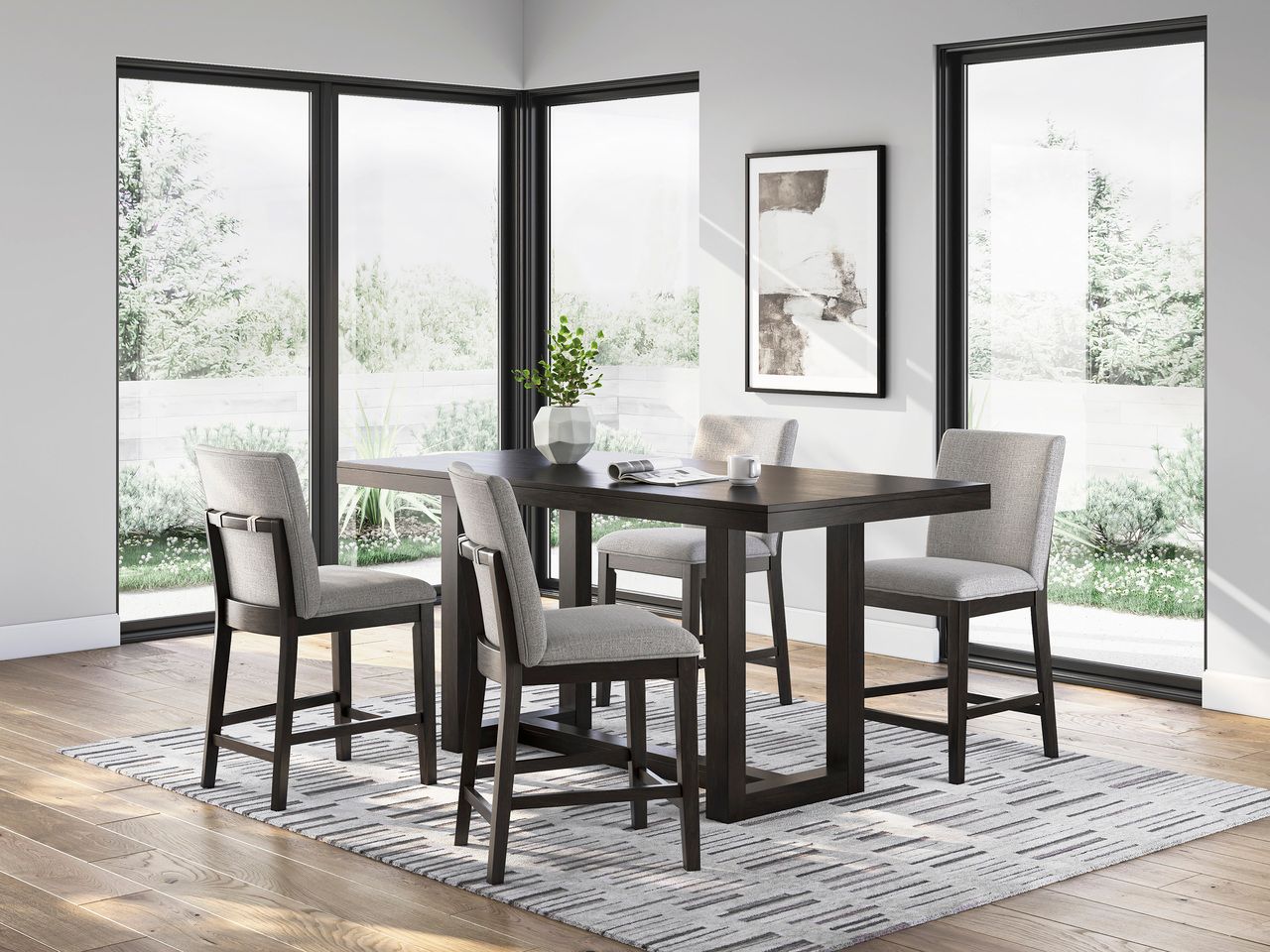 Neymorton Counter Height Dining Table In Dark Grayish Brown D61813