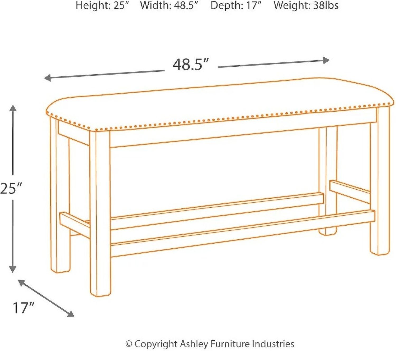 Moriville Beige Double Upholstered Bench D63109