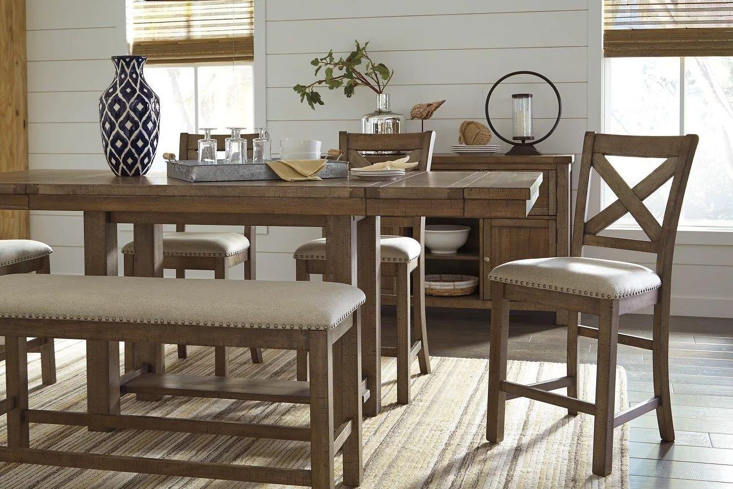 Moriville Beige Double Upholstered Bench D63109