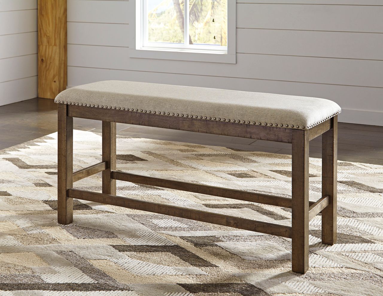 Moriville Beige Double Upholstered Bench D63109