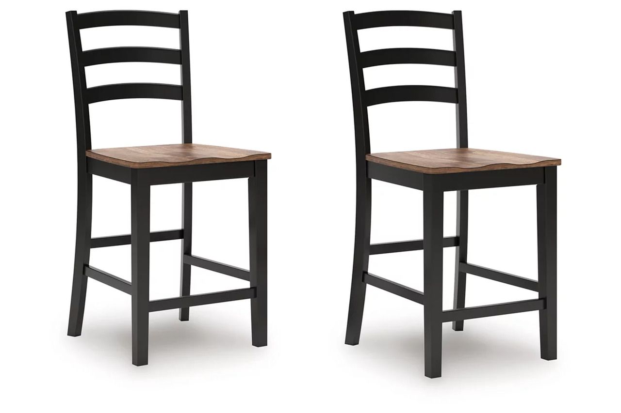 Wildenauer Counter Height Barstool Set of 2 In Brown and Black D634124
