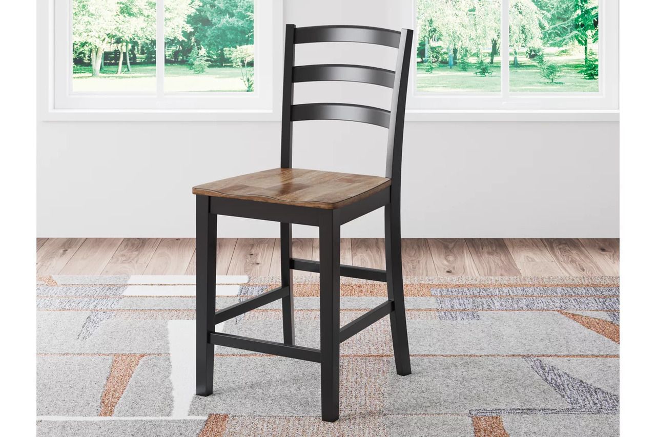 Wildenauer Counter Height Barstool Set of 2 In Brown and Black D634124