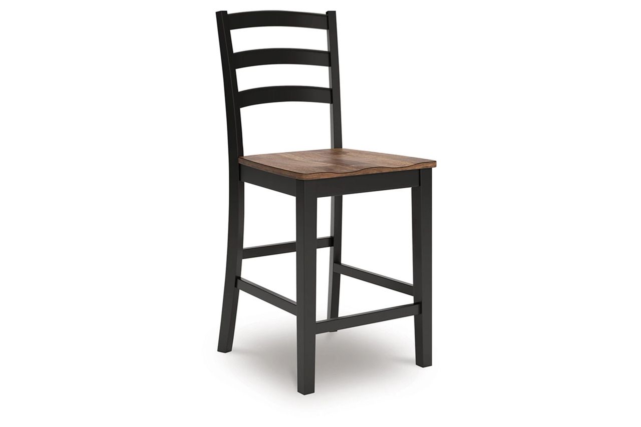 Wildenauer Counter Height Barstool Set of 2 In Brown and Black D634124
