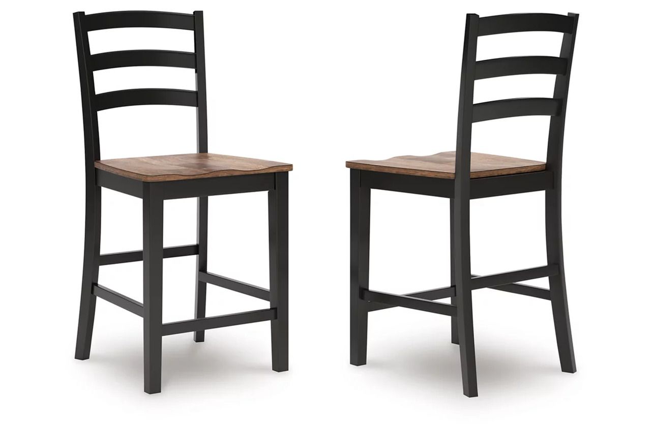 Wildenauer Counter Height Barstool Set of 2 In Brown and Black D634124